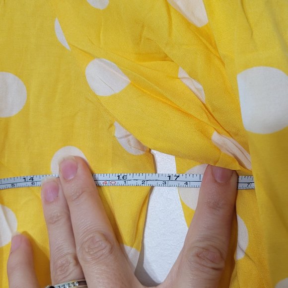 Crown & Ivy NEW Yellow White Polka Dot Dress A-Line Lightweight Midi Small NWT - Picture 12 of 13